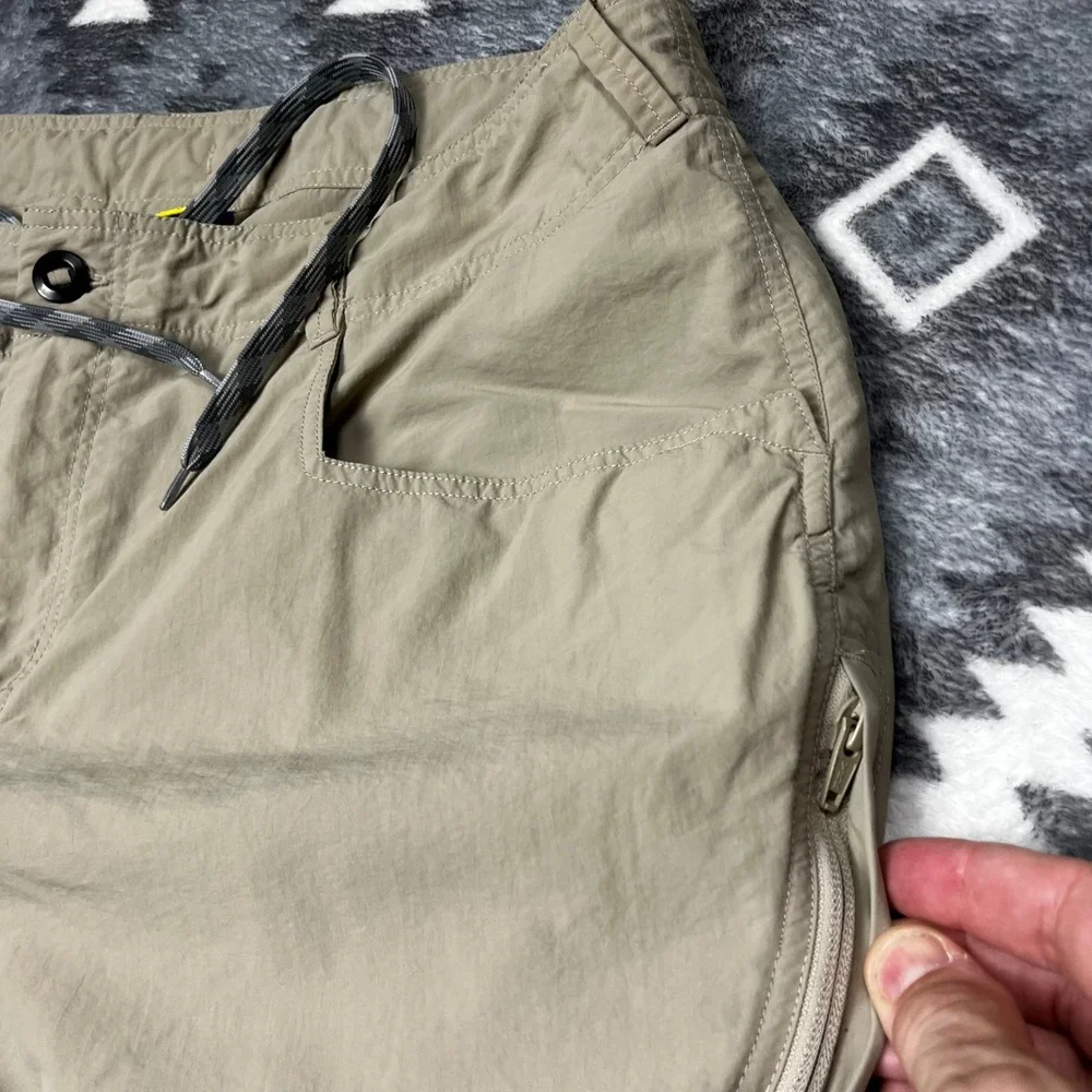 AFTCO Mens Fishing Pants Khaki Nylon Cargo Utility Drawstring Tan Size 36